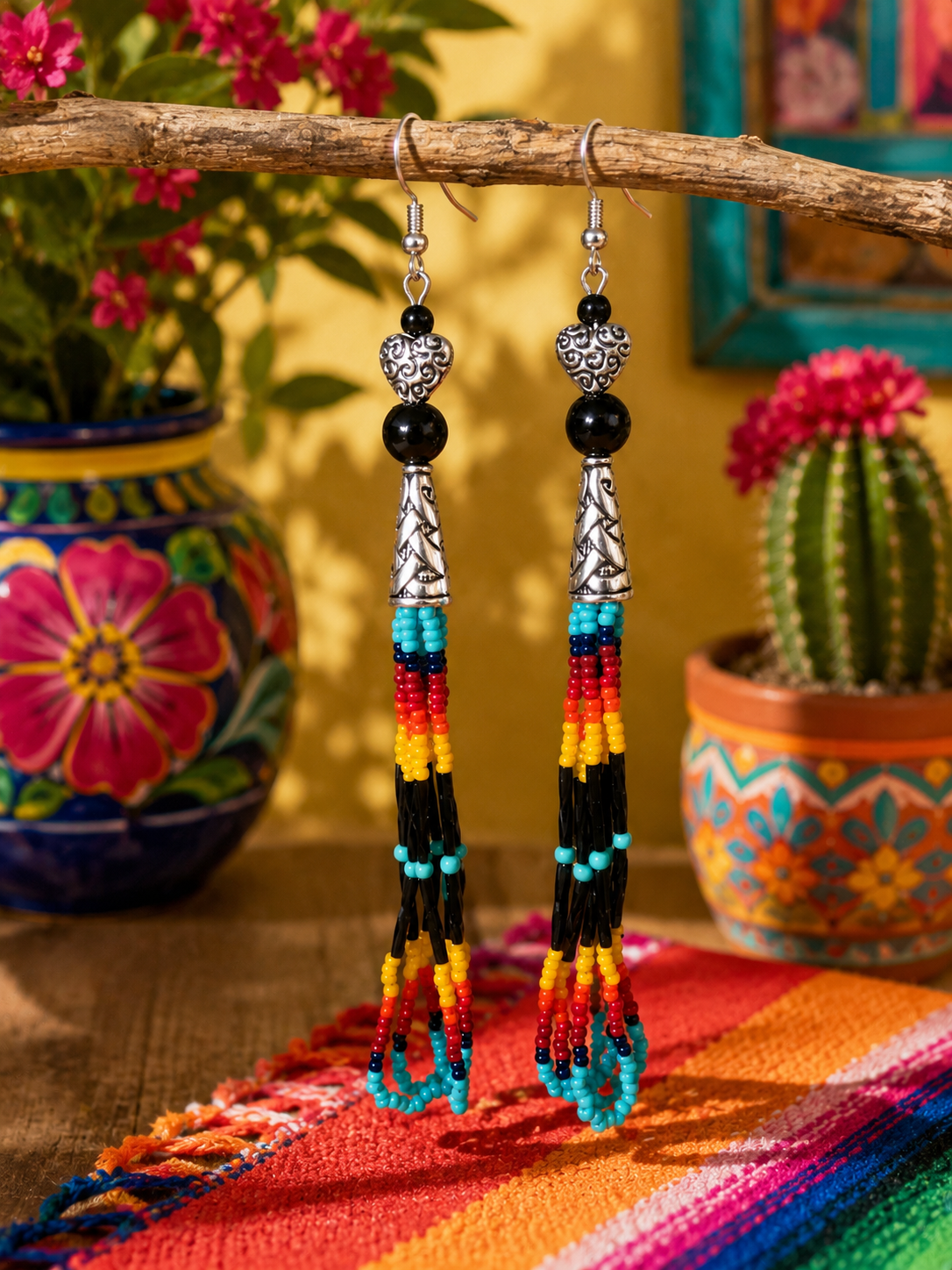 Southwest Heart Fringe Earrings