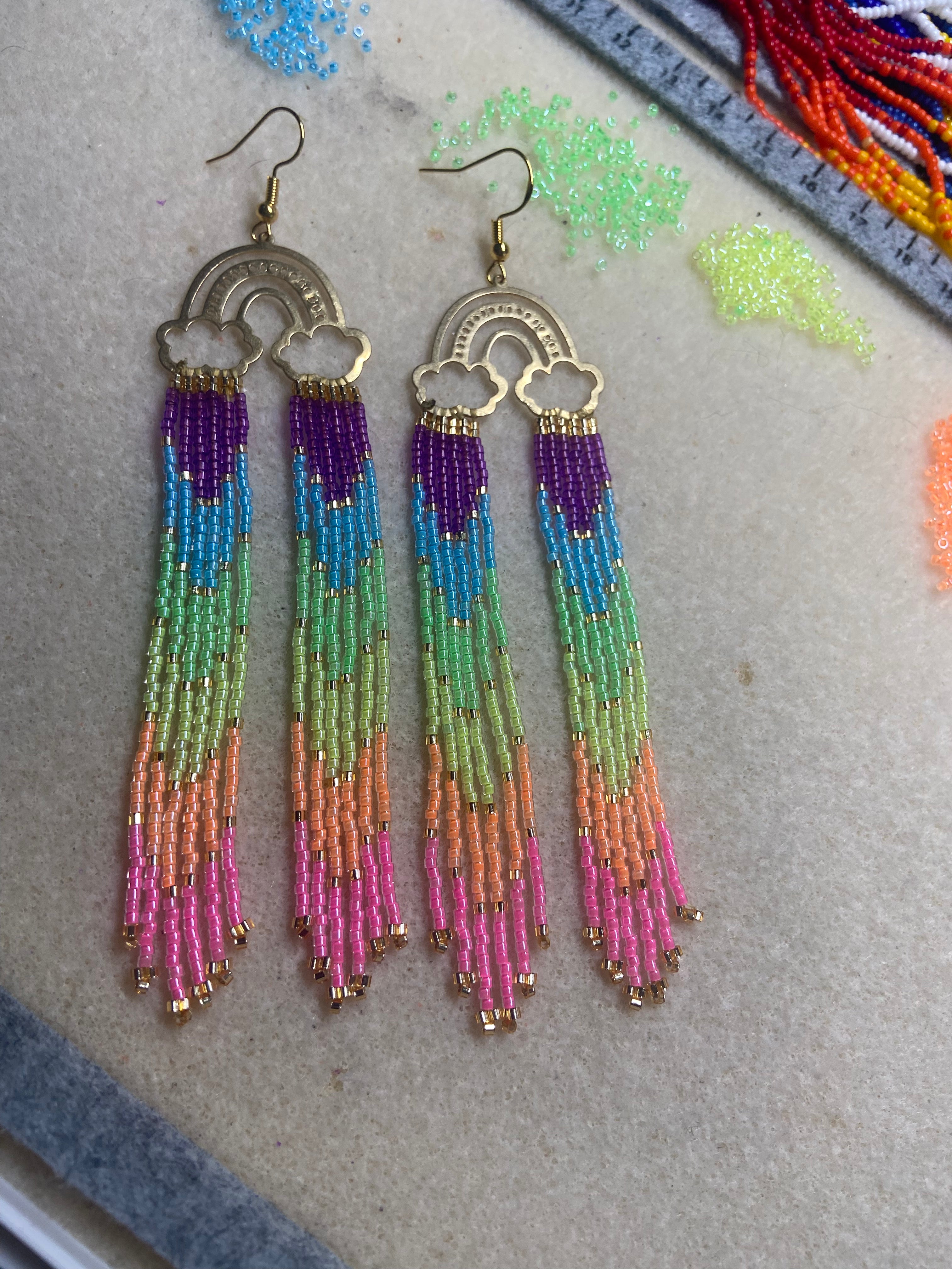 Neon Rainbow Rain Earrings